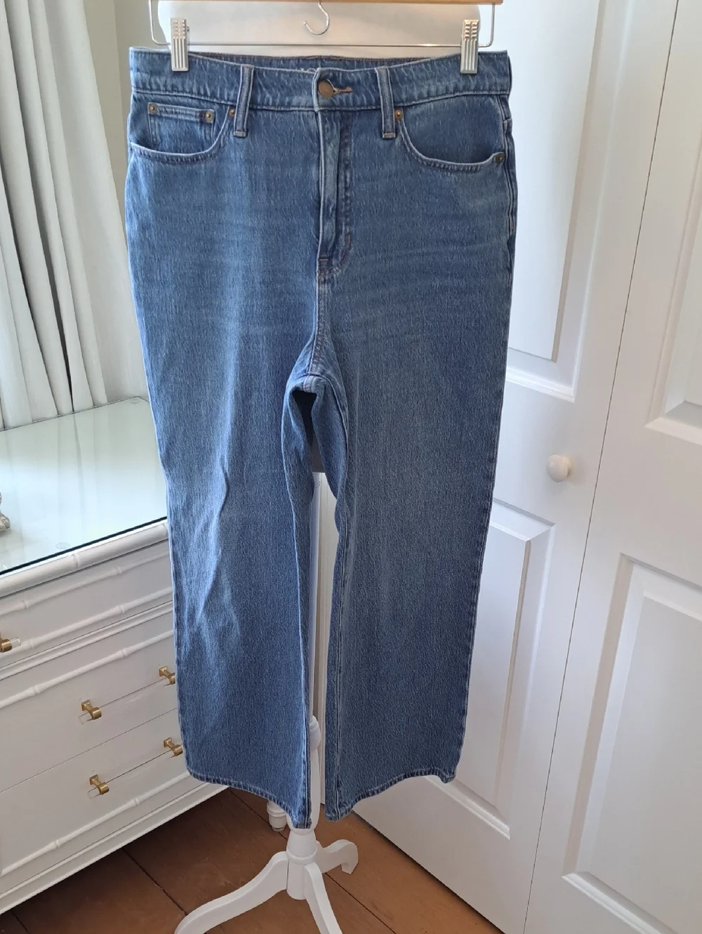 J.Crew Womens Slim Wide Leg Medium Light Stretch Wash High Rise Ankle‎ Jeans 29